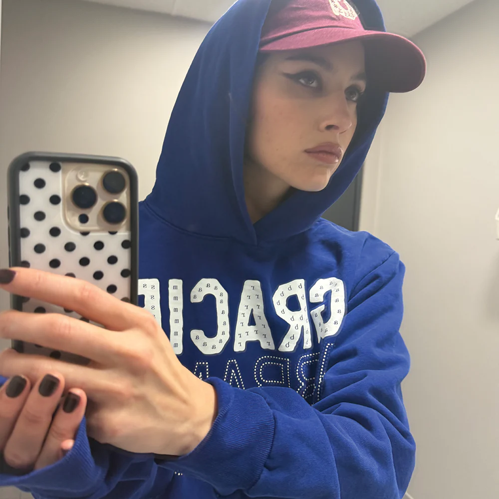 Gracie Abrams Letter Repeat Navy Unisex Hoodie - Image 2